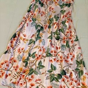 Loft Petite Floral Maxi Dress with Green and Orange Accents